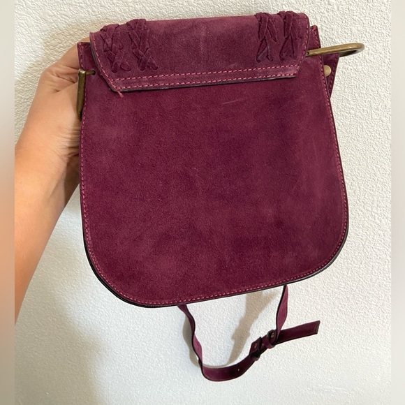 Sundance fringe wine burgundy suede studded western adjustable bag crossbody - Picture 9 of 16